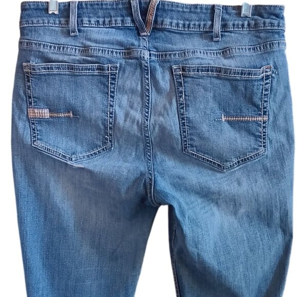 Ariat Women's Jeans 33R Perfect Rise Boot Rebar Distress Fade Bootcut 36x32 - Picture 6 of 9